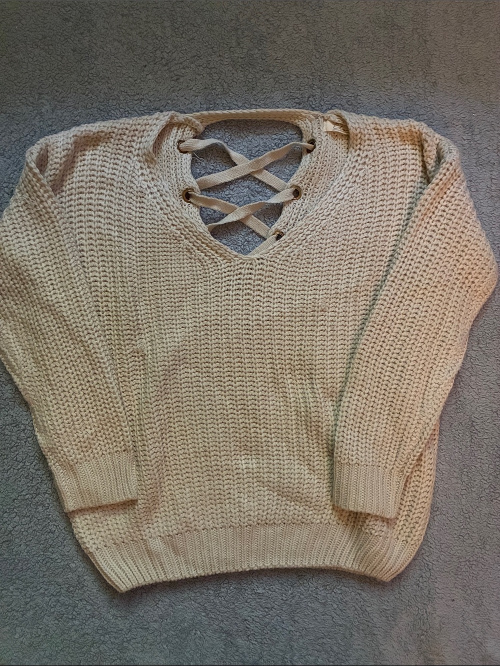 Cream Women’s Open Back Tie Sweater